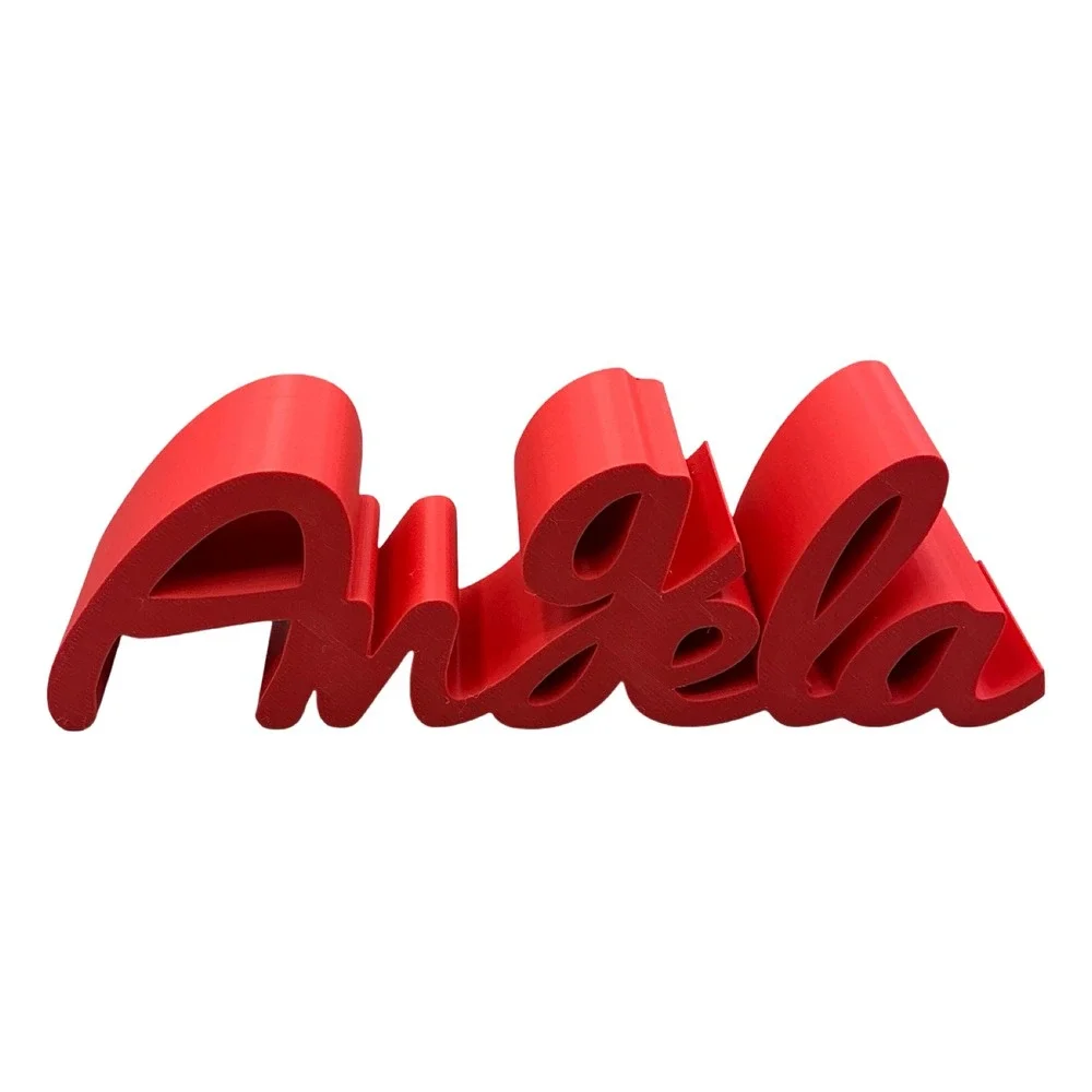Custom Red 3D Printed Angela Name Sign Desk Decor Personalized Gift